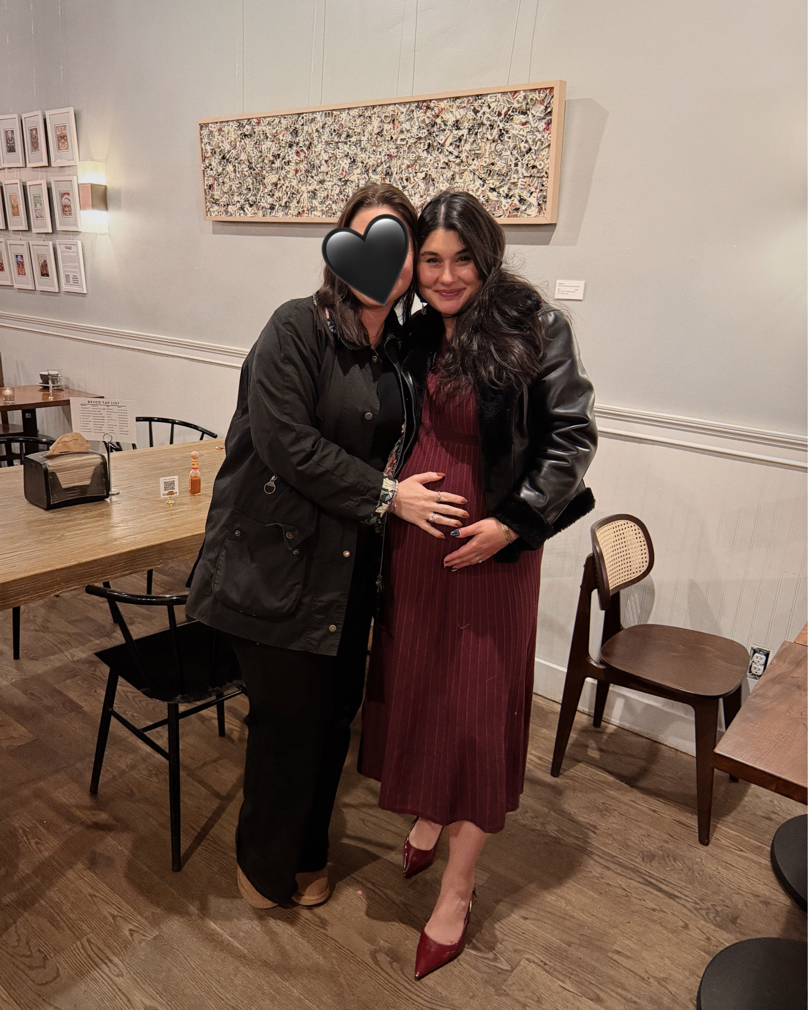 Favorite maternity dress! Comfortable and stretchy to grow with the bump all 3rd trimester. First pic is 32 weeks, second pic is 38 weeks preggo. Same dress size L 

Burgundy dress 
Winter dress 
Holiday dress 
Maternity dress 

#LTKootd #LTKBump