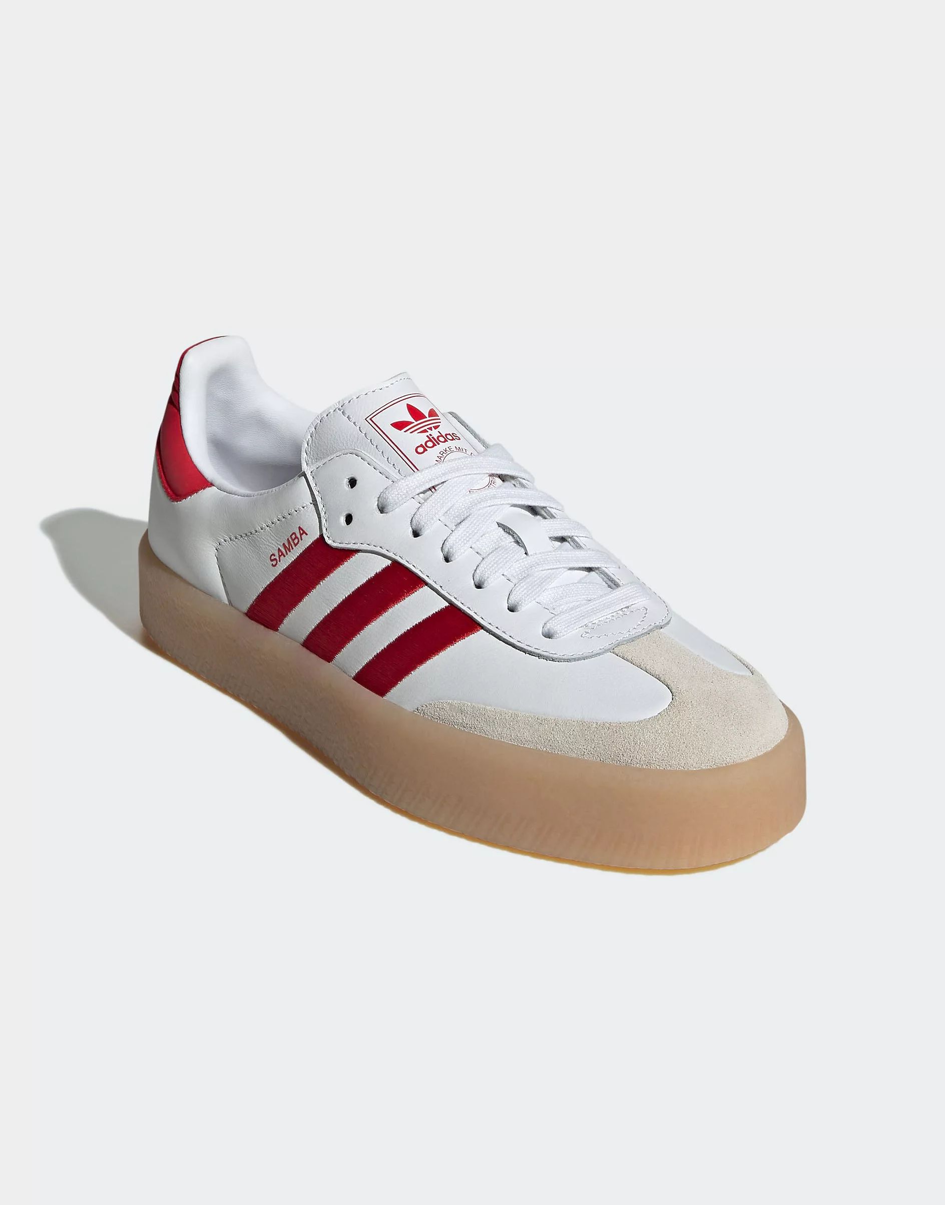 adidas Originals Samba sneakers with gum sole in white and red | ASOS | ASOS (Global)