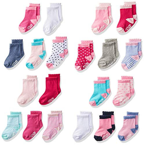 Little Me 20-Pair Newborn Baby Infant & Toddler Girls Socks, 0-12/12-24 Months, Assorted Size Pack, Multi, 20 count (Pack of 1) | Amazon (US)