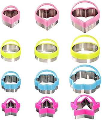 Cookie Cutters Set for kids- Including Round, Flower, Heart, Star Cookie Cutters Shapes, Vegetabl... | Amazon (US)