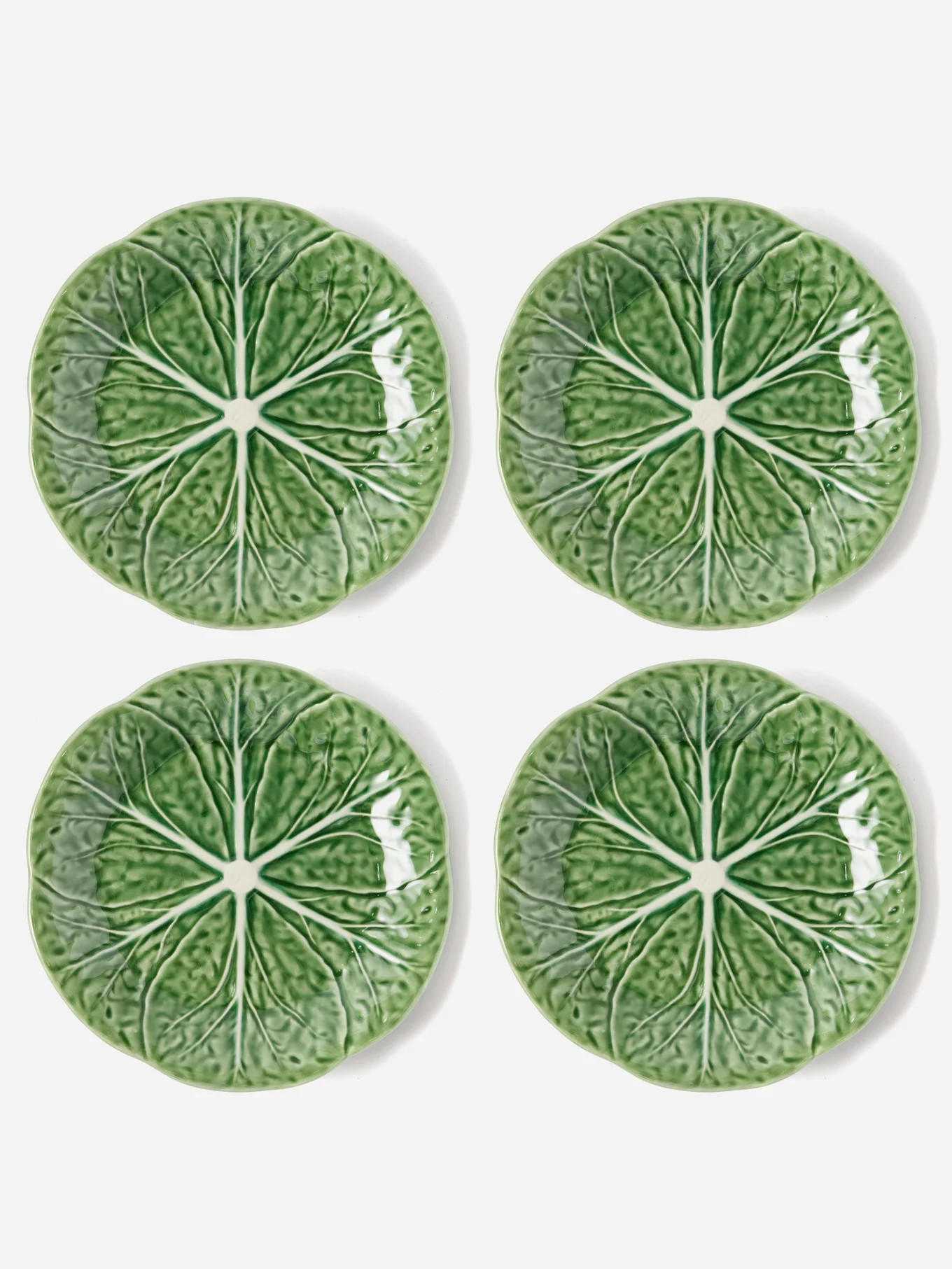 Set of four cabbage earthenware side plates | Bordallo Pinheiro | Matches (US)