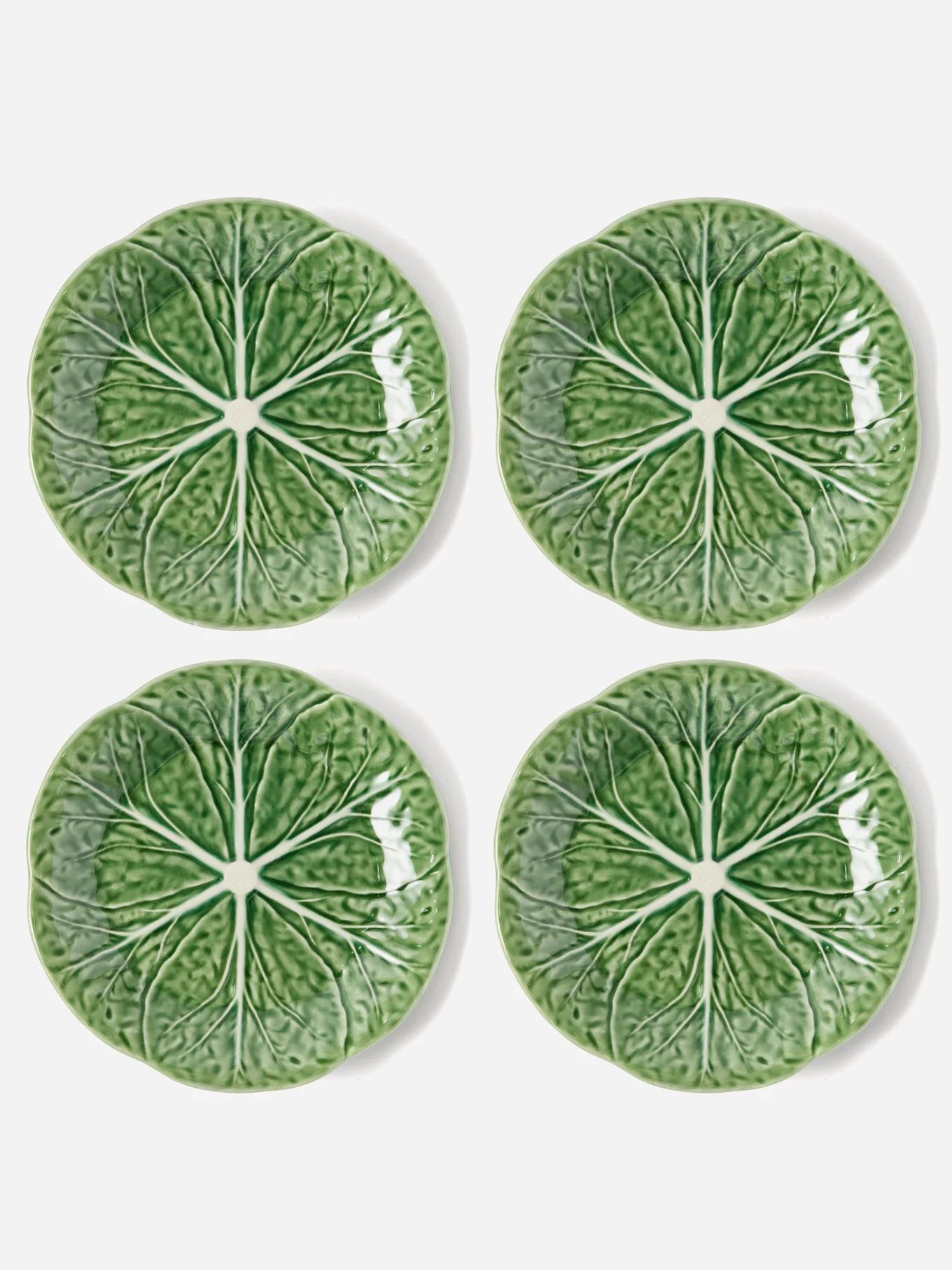 Set of four cabbage earthenware side plates | Bordallo Pinheiro | Matches (US)