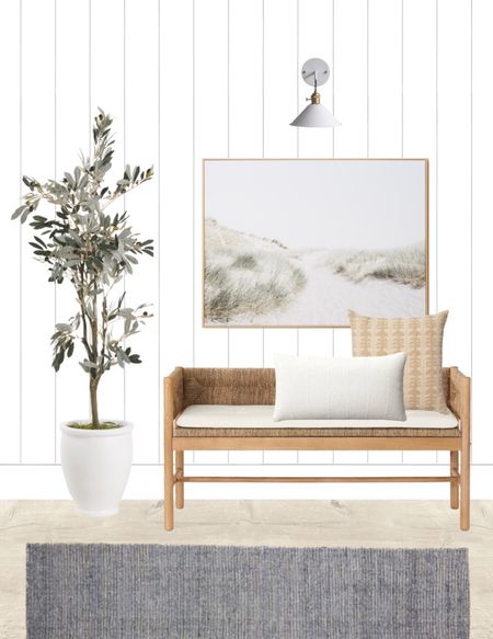 Simple entryway design! Loving this new faux olive tree! It comes with the pot!

Entryway designs, entryway decor, entryway benches, benches, rattan bench, faux trees, faux olive tree, entryway rug, artwork, wall art, large canvas, large painting, wall sconces, coastal home design, coastal homes, design boards, mood boards, interior design help

#LTKstyletip #LTKhome #LTKFind