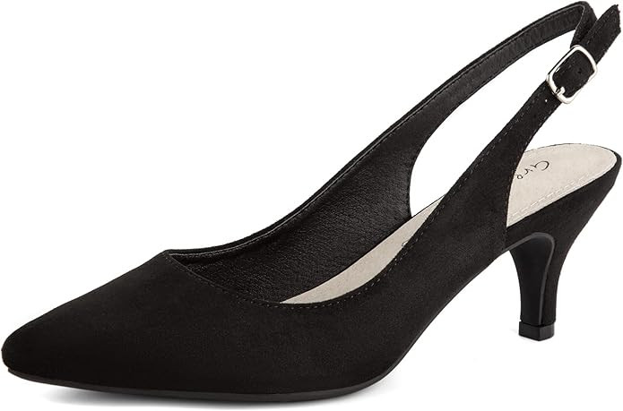 Greatonu Women's Slingback Kitten Heel Pointed Toe Dress Pumps Shoes | Amazon (US)