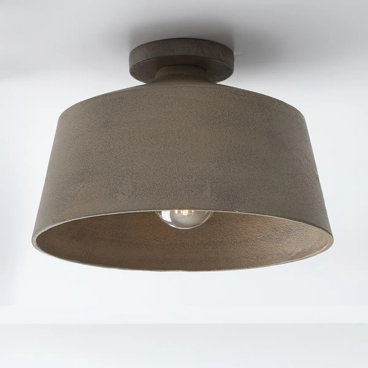 14"W x 9"H Quarry 1-Light Tapered Metal Semi Flush | Wayfair North America