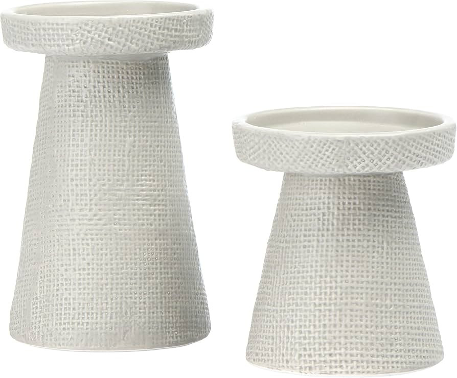Main + Mesa Stoneware Pillar & Taper Candle Holders, Set of 2 | Amazon (US)