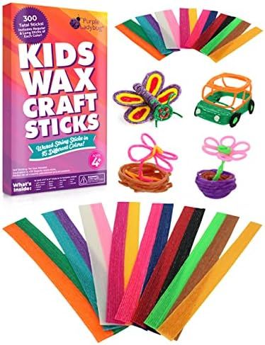Purple Ladybug Wax Craft Sticks for Kids: 15 Colors, 2 Lengths - 6 Inch Standard & 12 Inch Super Lon | Amazon (US)