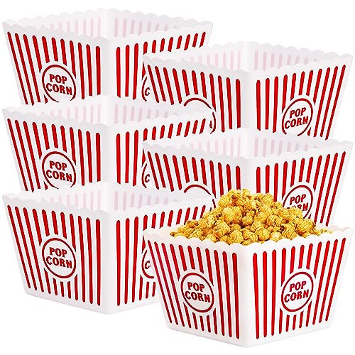 Bekith 6 Pack Plastic Popcorn Buckets Reusable, Large Popcorn Containers for Movie Night, 9" Square x 6" Tall | Amazon (US)