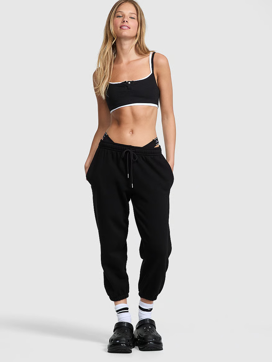 Buy Ivy Fleece Capri Jogger Sweatpants, Pure Black - Order Bottoms online - PINK US | Victoria's Secret (US / CA )