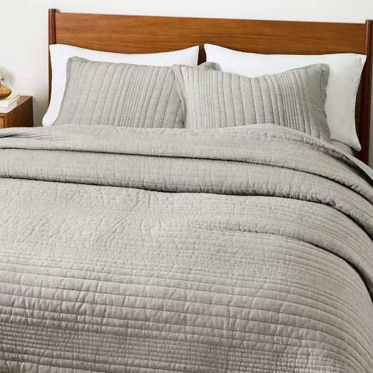 European Flax Linen Linework Quilt &amp; Shams - Clearance | West Elm (US)