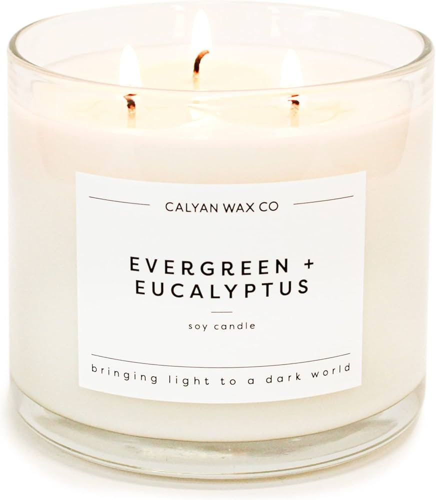 Calyan Wax Soy Wax Candle, Evergreen Eucalyptus, 3 Wick Scented Candle for The Home | Premium Can... | Amazon (US)