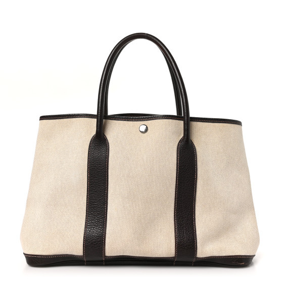 Buffle Skipper Toile Garden Party 36 MM Tote Marron Fonce | FASHIONPHILE (US)