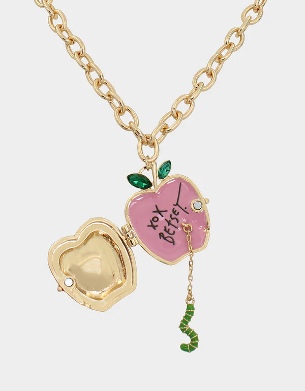 BOOK SMART APPLE PENDANT RED | Betsey Johnson