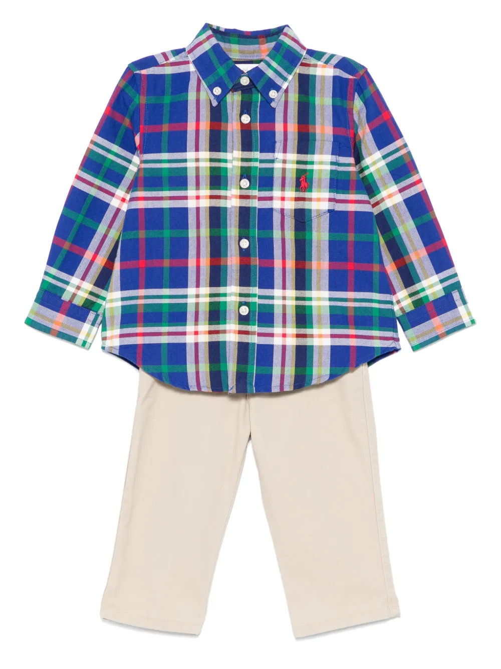 POLO RALPH LAUREN KIDS Plaid Oxford Chinos Set | Blue | FARFETCH | Farfetch Global