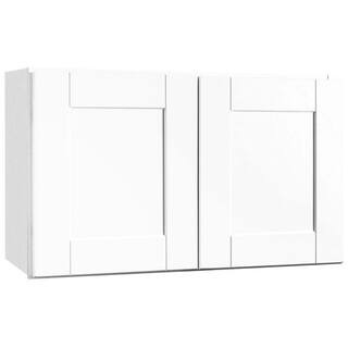 Shaker 30 in. W x 12 in. D x 18 in. H Assembled Wall Bridge Kitchen Cabinet in Satin White withou... | The Home Depot
