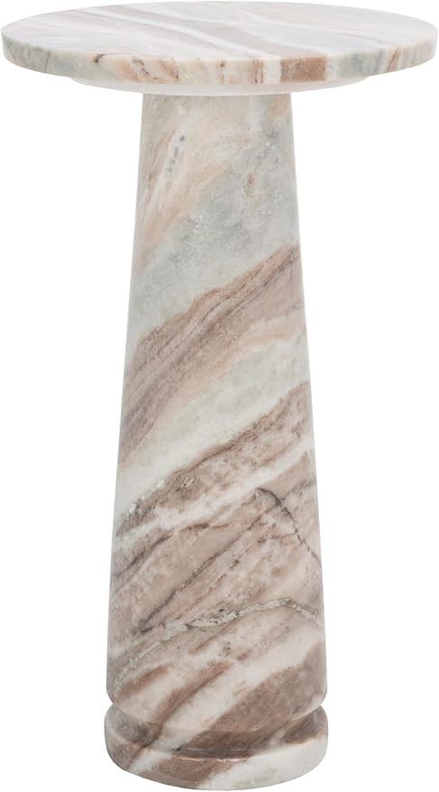 SAFAVIEH Couture Collection Valentia Small Accent Table, Round White and Brown Marble (SFV9704B) | Amazon (US)