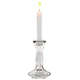 Decorative Smoked Gray Glass Crystal Taper Traditional Candle Holder Candlestick, Hexagon Shape | Amazon (US)