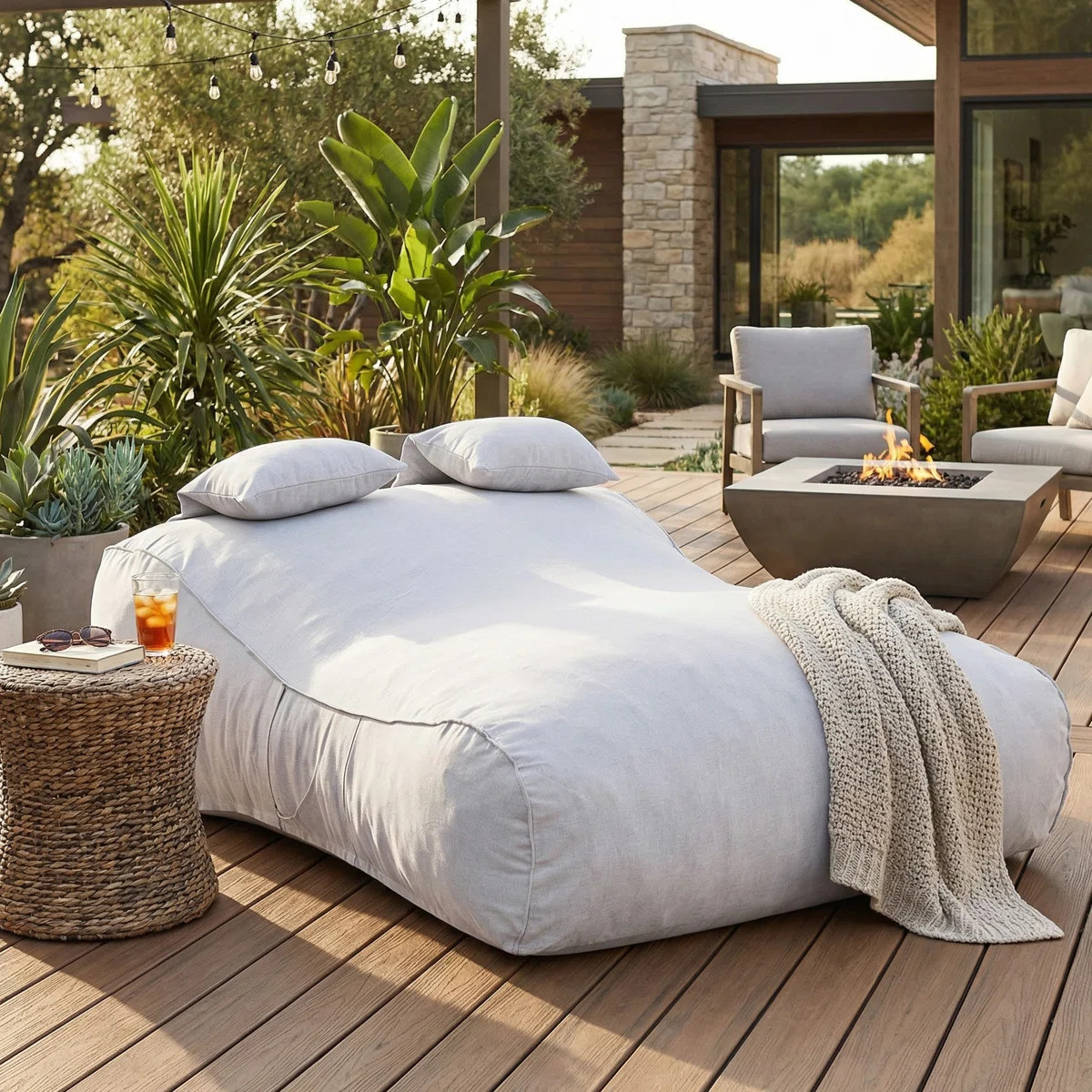 Latitude Run® Elora Modern Minimalist Olefin Outdoor Bean Bag Daybed | Wayfair | Wayfair North America