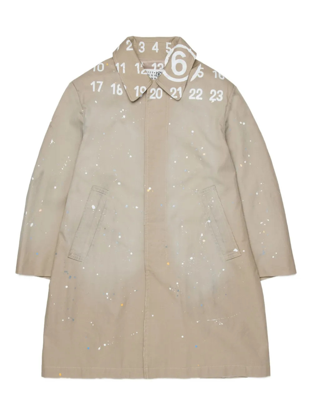 MM6 Maison Margiela Kids printed-splatter trench coat - Brown | Farfetch Global