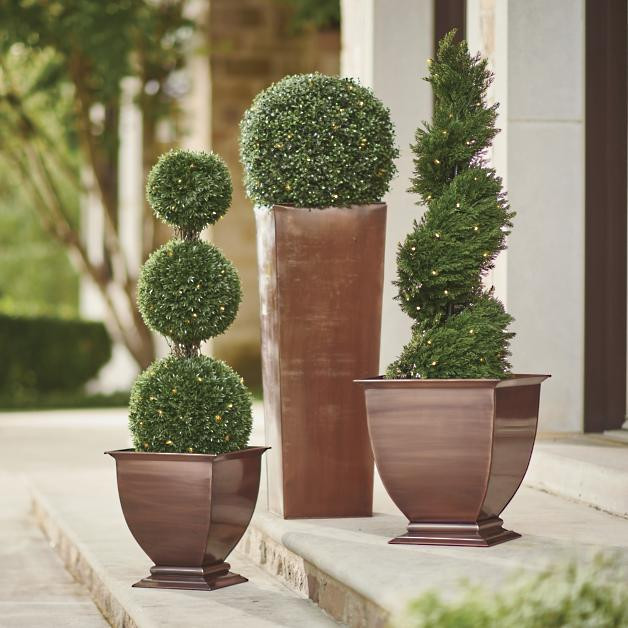 Stainless Steel Footed Planter | Grandin Road | Grandin Road