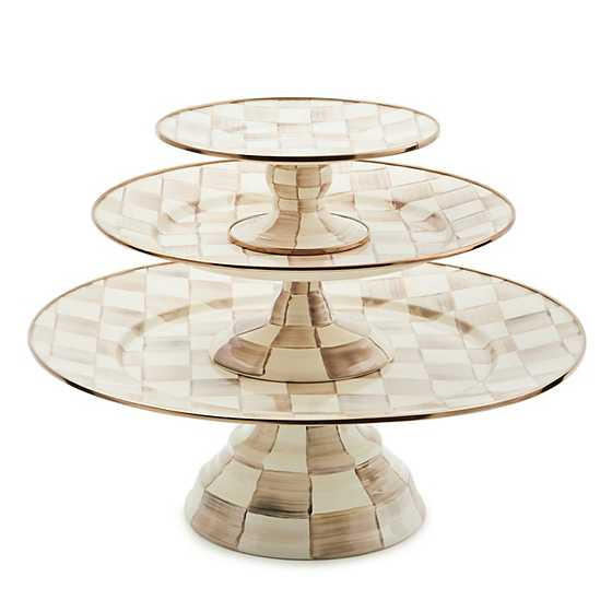 Mocha Check Mini Pedestal Platter | MacKenzie-Childs