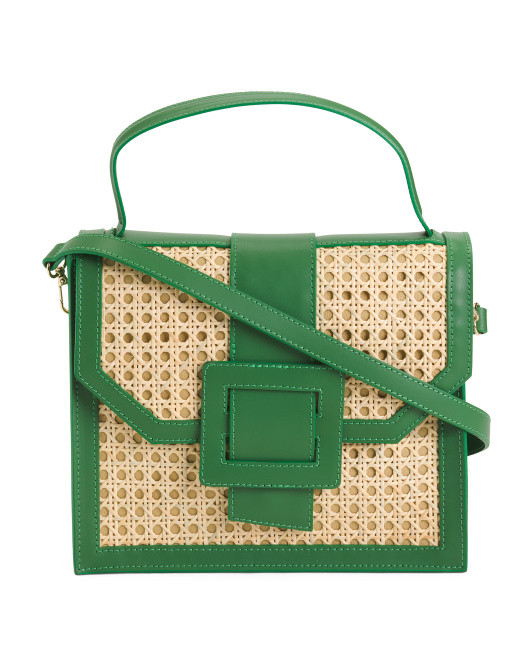 Made In Italy Leather Trim Buckle Satchel | TJ Maxx