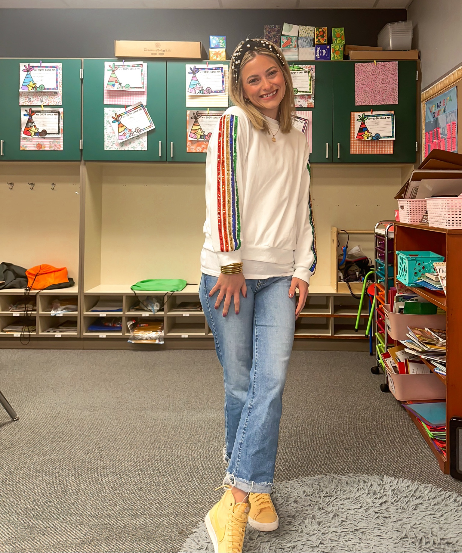 Teacher outfit // rainbow // Nike blazers // I linked what I could!

#LTKSeasonal #LTKworkwear