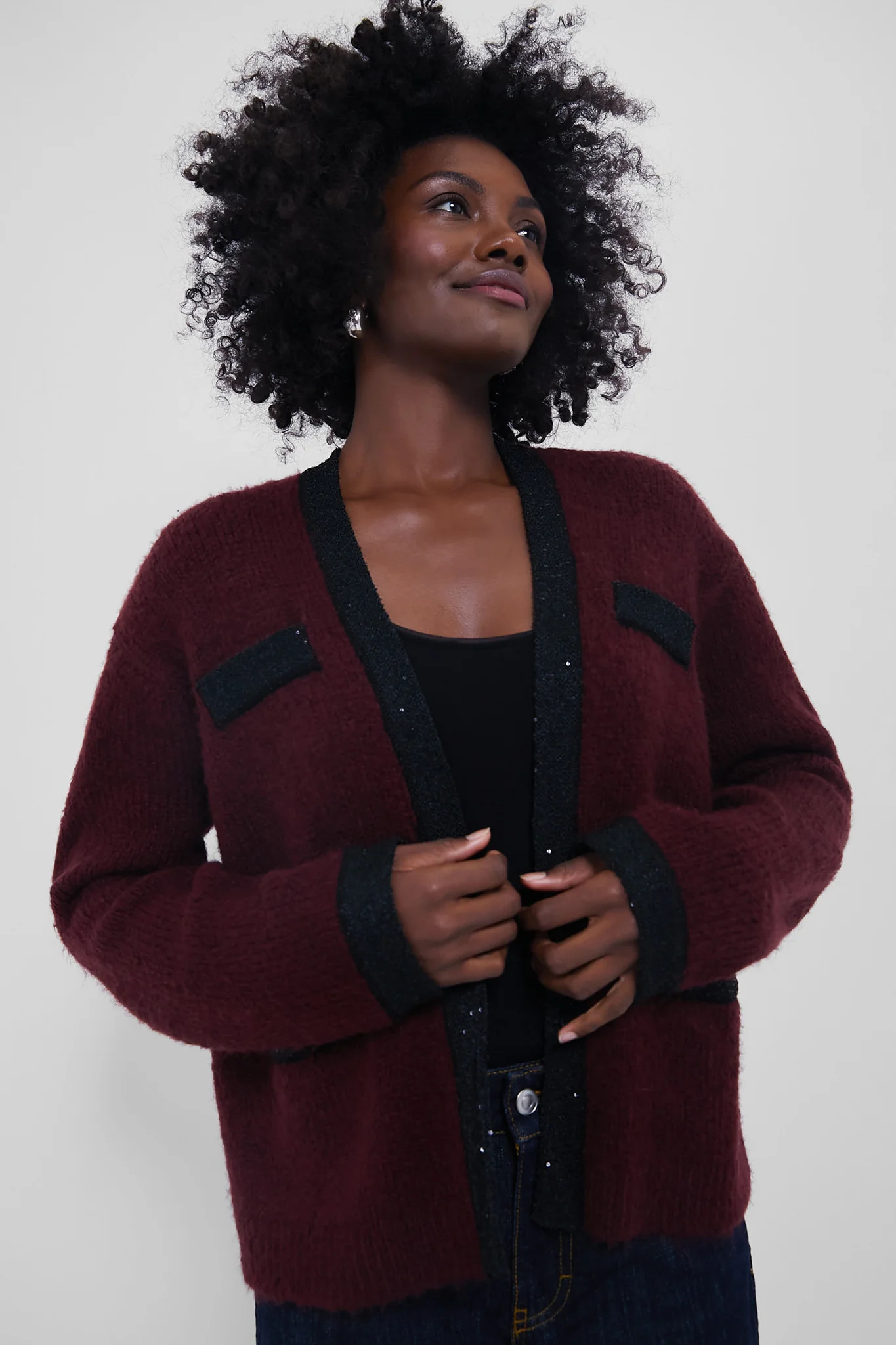 Oxblood Boucle Fallon Cardigan | Tuckernuck (US)