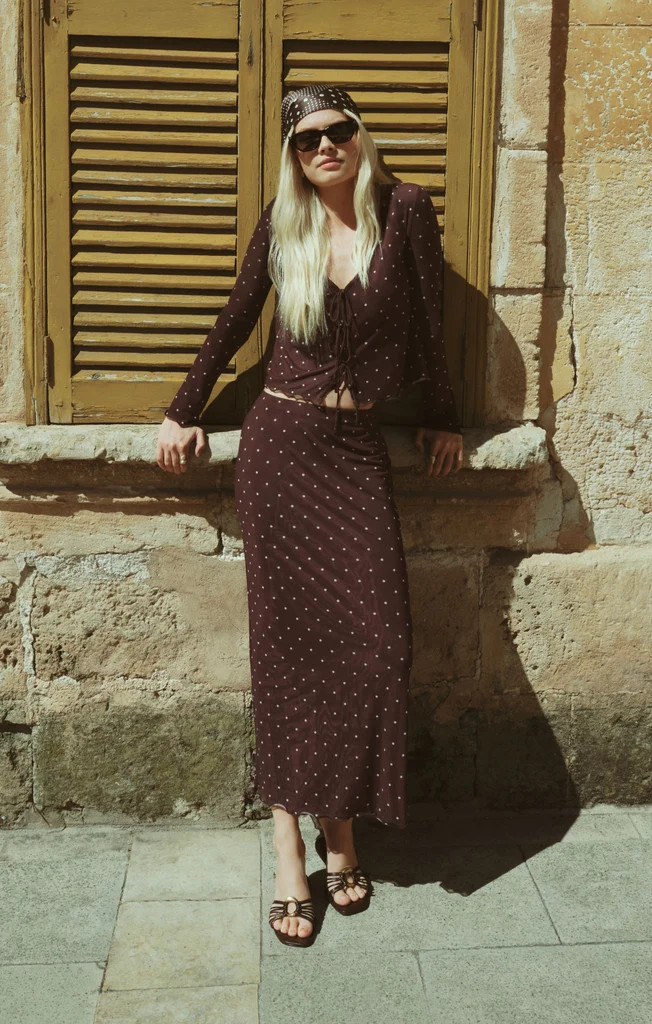 Eda Polka Dot Mesh Midi Skirt | Z Supply