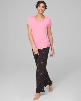 Cool Nights Short Sleeve Pajama Set Kisses Black | Soma Intimates