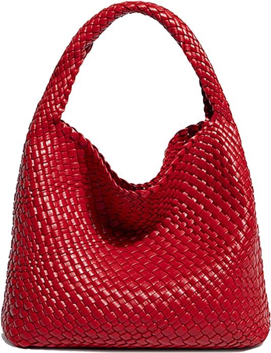 Doxwater Women Vegan Leather Hand Woven Tote Handbag Large Capacity Shoulder Top-handle Bag All-M... | Amazon (US)