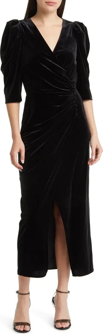 Faux Wrap Velvet Midi Cocktail Dress | Nordstrom