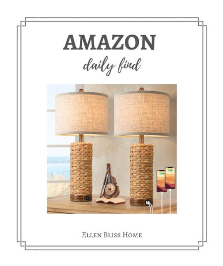 Gorgeous set of two rattan base table lamps with two USB ports per lamp! On sale! 

#LTKhome #LTKstyletip #LTKsalealert