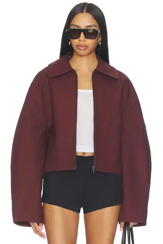 EAVES Karlie Cocoon Sleeve Jacket in Burgundy from Revolve.com | Revolve Clothing (Global)
