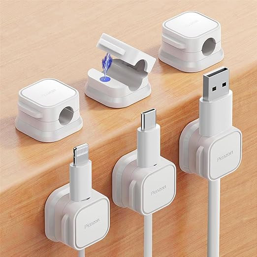 Picozon 6 Pack Magnetic Cable Clip Organizer Cord Holder, Picozon Adhesive Cable Management, Wire... | Amazon (US)