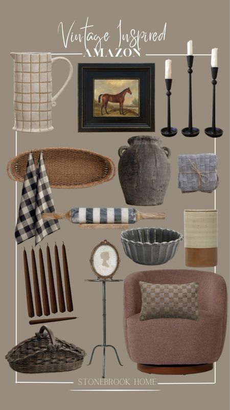 Vintage inspired look for less Amazon home decor and kitchen

#ltkkitchen #ltkvintage #vintagedecor

Vintage decor, kitchen towels, kitchen decor, kitchen finds, throw pillow, accent chair, side chair, arm chair, lounge chair, candlesticks, taper candles, rustic jar, rustic vase, decorative bowl, black case, black bar, vintage frame, drink table, side table, vintage art, horse print, pitcher, unique home decor, affordable decor, look for less decor, basket, woven basket, black basket

#LTKhome #LTKfindsunder50 #LTKfindsunder100