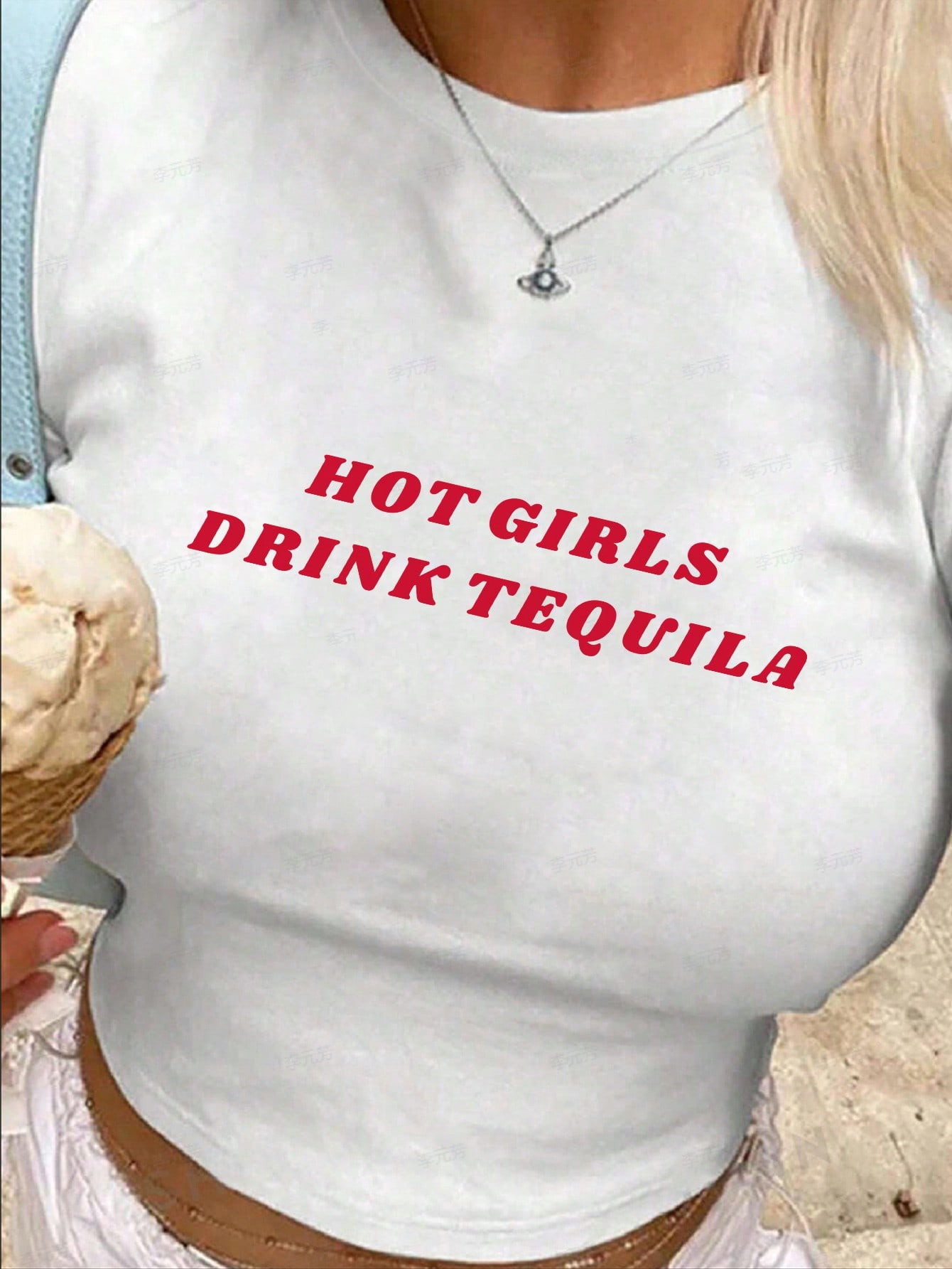 SHEIN EZwear Spicy Girl Drinking Tequila Crop Top, Outgoing And Fashionable HOT GIRLS DRINK TEQUI... | SHEIN