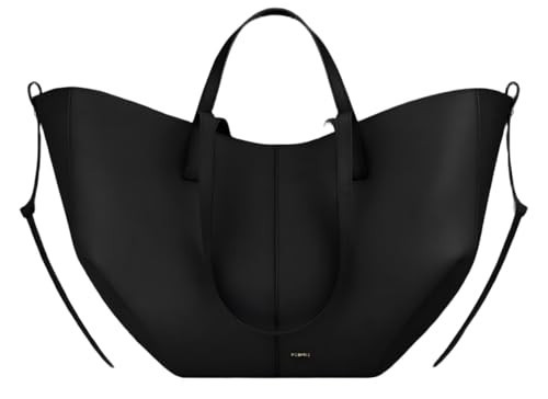 Wing Bag Cyme Cowhide Tote Women Bucket Handbag Premium Leather Lightweight Versatile Shoulder Bag for Work Travel Shopping (Black-A) | Amazon (US)