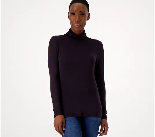 Girl With Curves Layering Turtleneck Tissue Tee - QVC.com | QVC