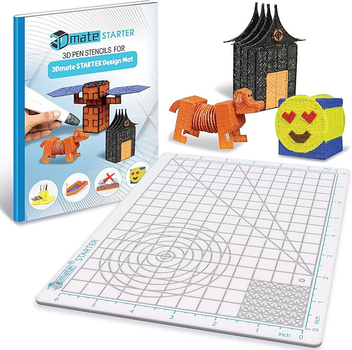 3Dmate Starter - Transparent 3D Pen Mat 9 x 7 Inches with Compatible Stencils Book - Flexible Two... | Amazon (US)