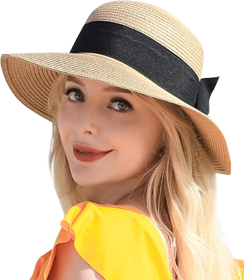 Beach Hats for Women, Wide Brim Sun Straw Hat for Women UPF 50+ UV Sun Protection Sun Hat Foldabl... | Amazon (US)