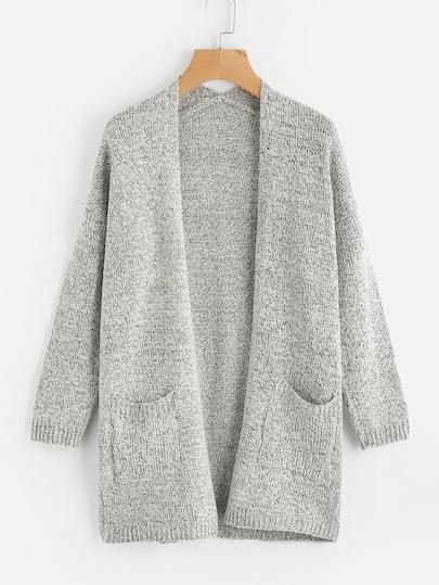 Drop Shoulder Marled Slub Cardigan | SHEIN