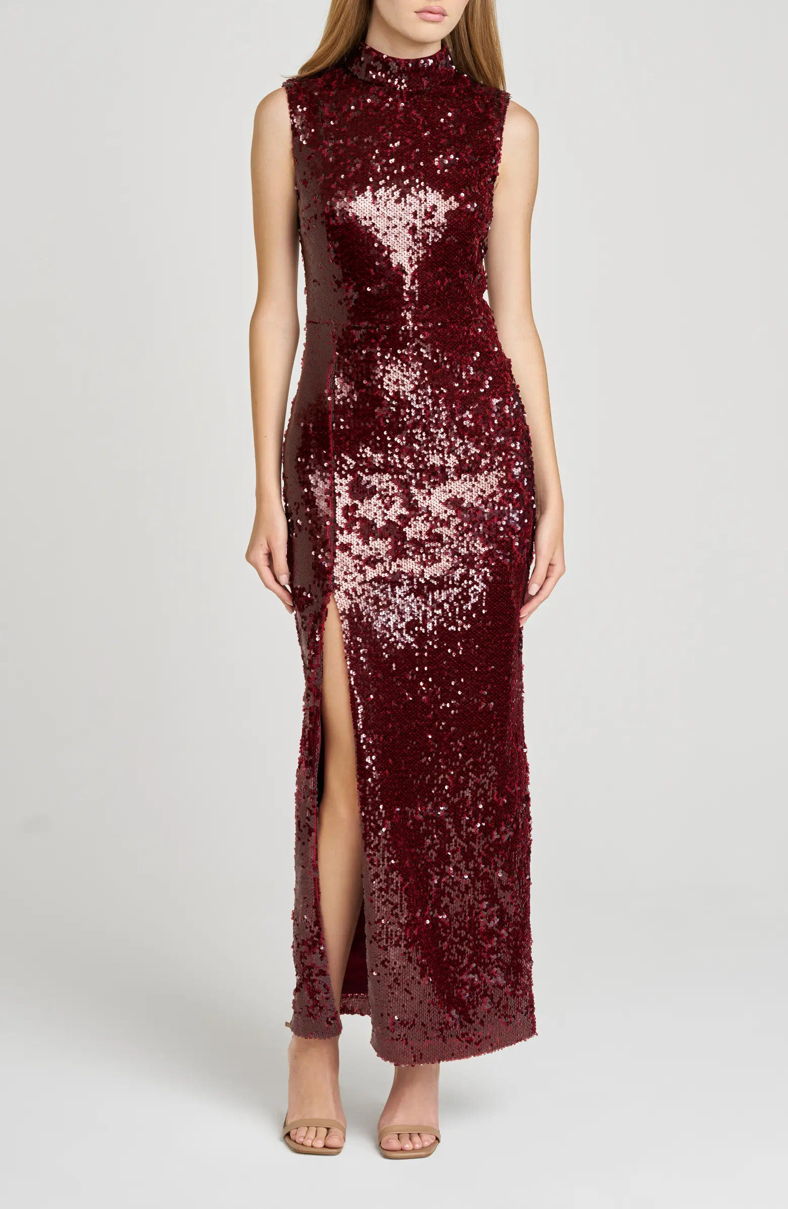 Ivy Sequin Mock Neck Sleeveless Sheath Cocktail Dress | Nordstrom