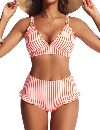 Hanna Nikole Women High Waisted Bikini Sets Ruffle, 2 Piece Swim Suits 2026, Sexy Retro Bathing S... | Amazon (US)