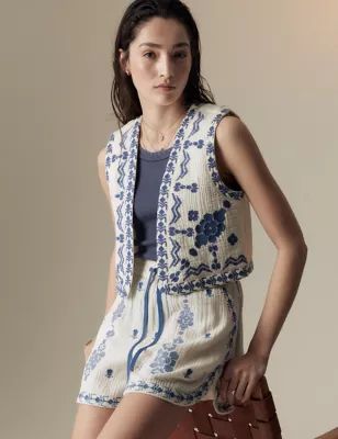 Pure Cotton Embroidered Shorts | Marks & Spencer (UK)