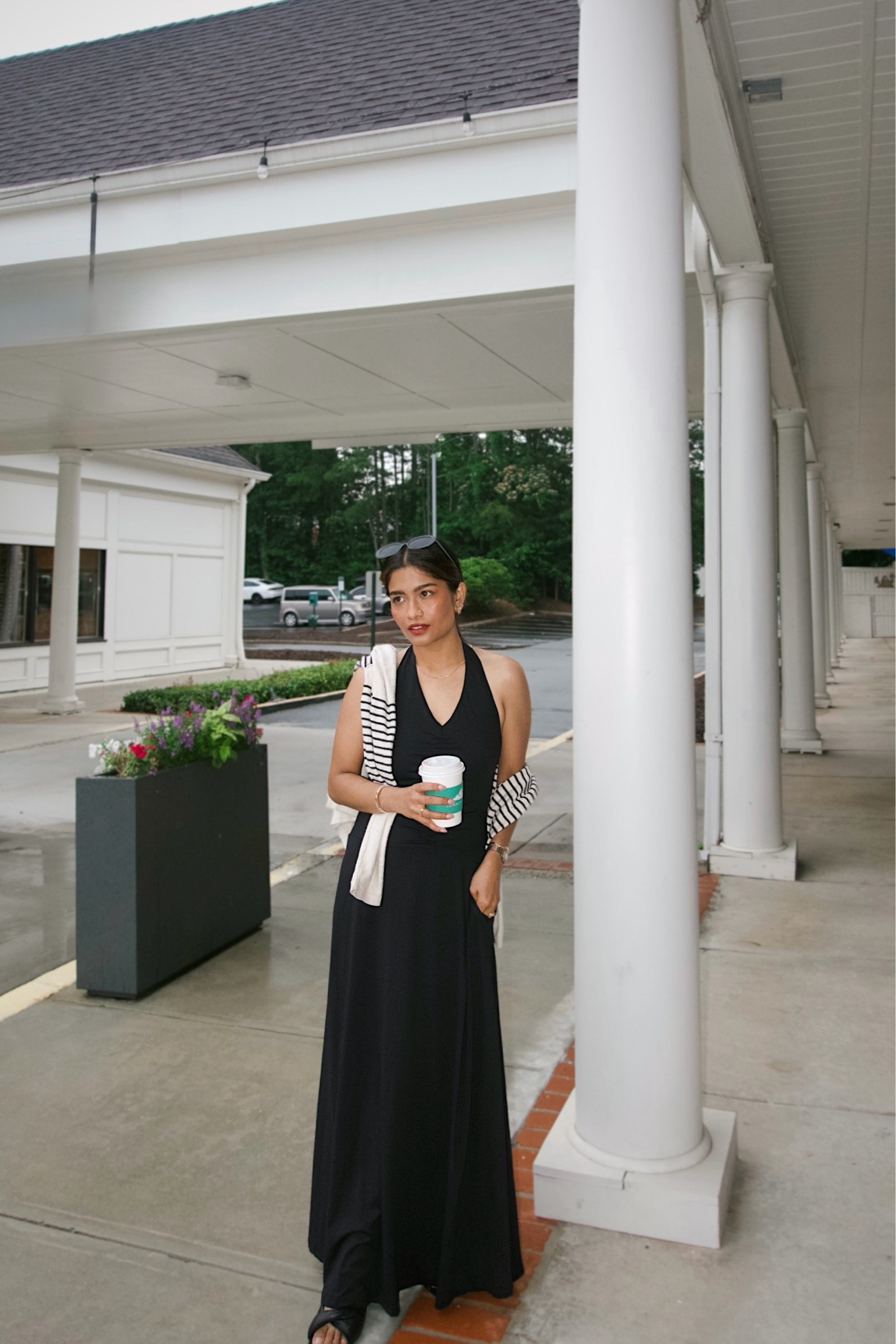 Petite + mom friendly summer outfit: Black halter maxi dress—the halter and ruching at the front makes it very flattering and dress has an athleisure material. Wearing small. 
#amazon

#LTKmomlife #LTKootd #LTKPetite