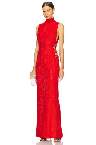 self-portrait Rhinestone Maxi Dress in Red from Revolve.com | Revolve Clothing (Global)