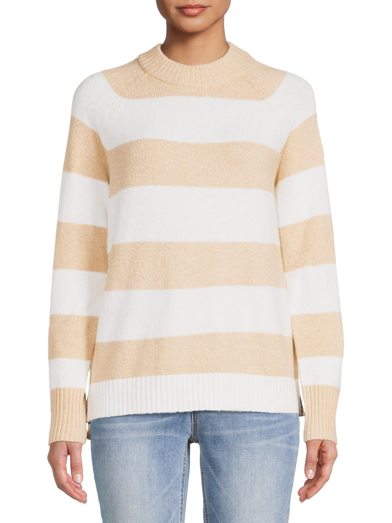 Time and Tru Women's Striped Button Sweater, Midweight - Walmart.com | Walmart (US)