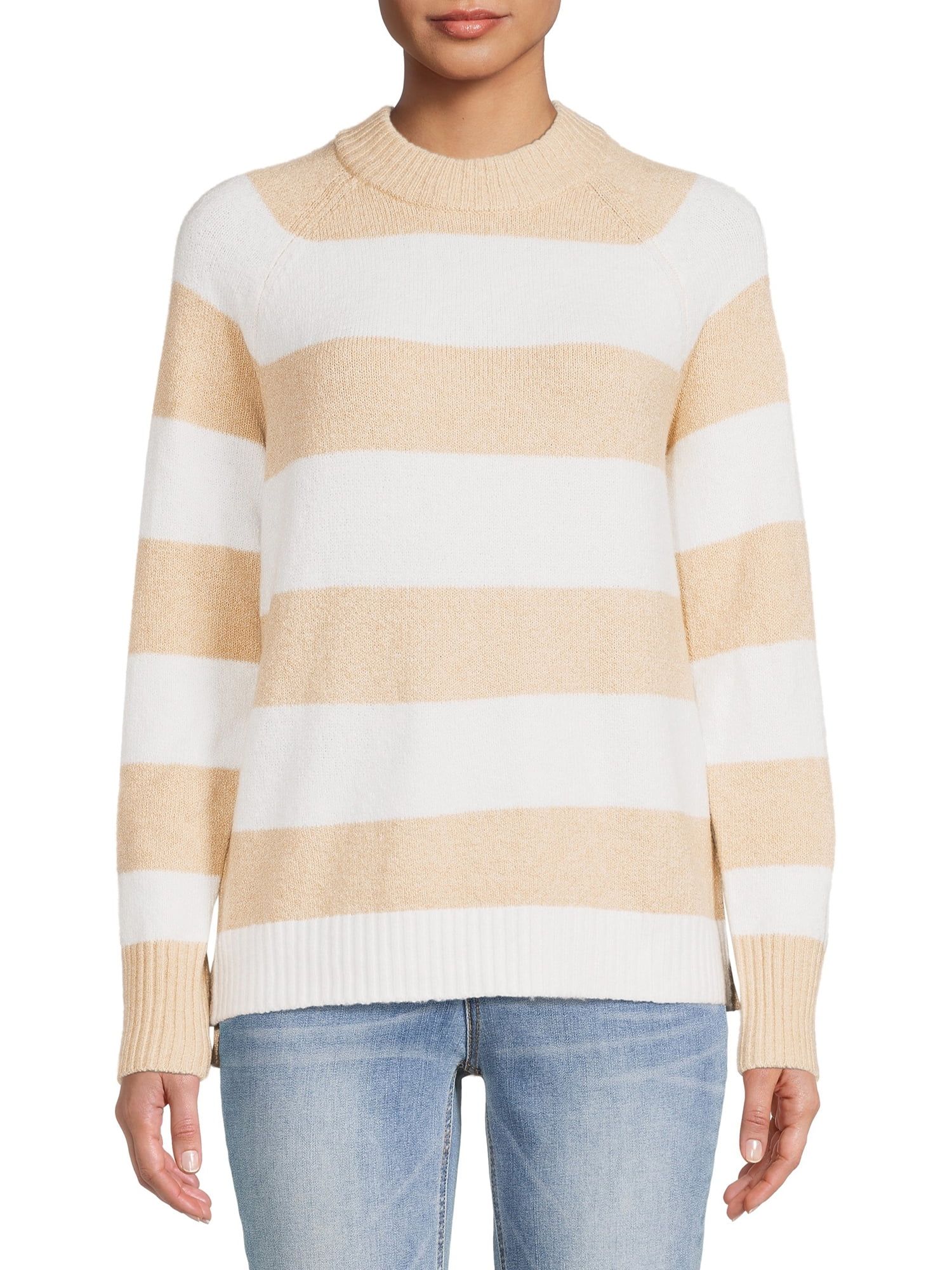 Time and Tru Women's Striped Button Sweater, Midweight | Walmart (US)