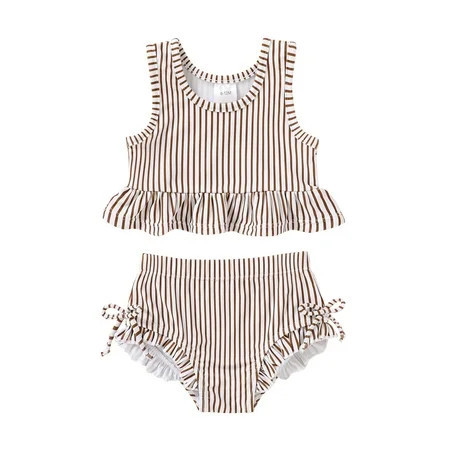 Tiny Cutey Toddler Girl Swimsuit Baby Summer Sleeveless Two-Piece Suit Beach Bikini Swimwear for 4-5T | Walmart (US)